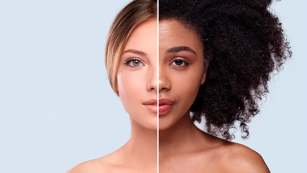 mujeres de diferentes razas mostrando la piel